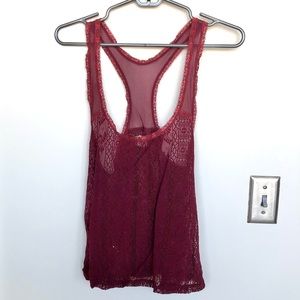 Red / Burgundy Lace Hollister Tank Top
